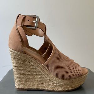 Mark Fischer nude platform wedge sandal